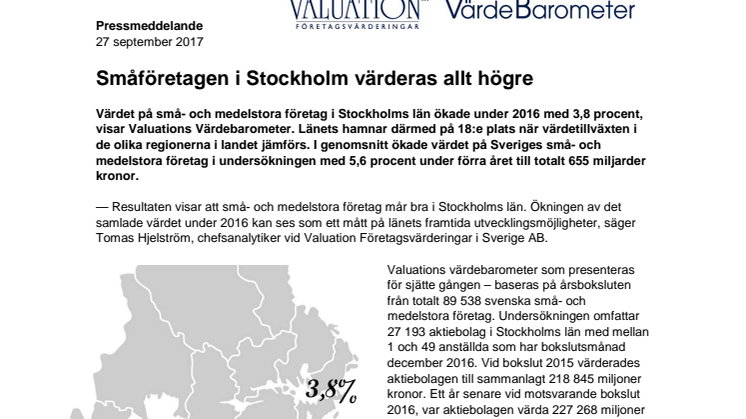  Värdebarometern 2017 Stockholms län