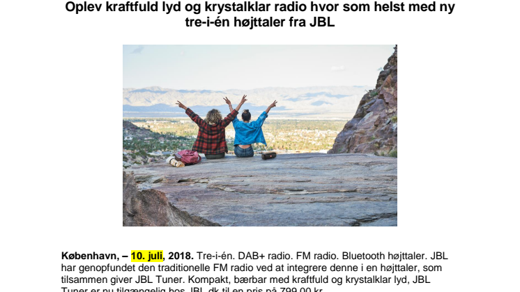 Oplev kraftfuld lyd og krystalklar radio hvor som helst med ny tre-i-én højttaler fra JBL