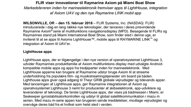 Raymarine: FLIR viser innovationer til Raymarine Axiom på Miami Boat Show