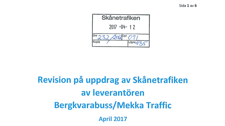 Region Skånes revision av Bergkvarabuss visar på brister