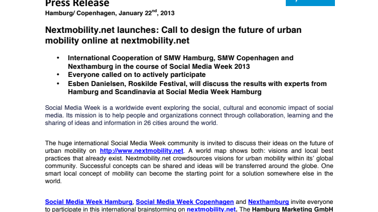 Call to design the future of urban mobility online at nextmobility.net