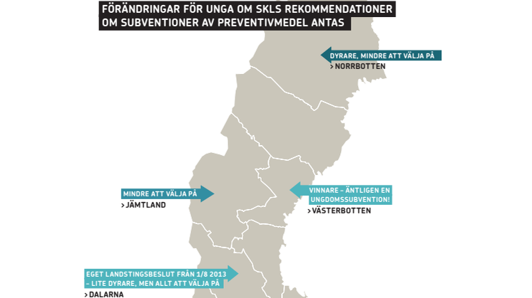 Sverigekarta över preventivmedelssubventioner