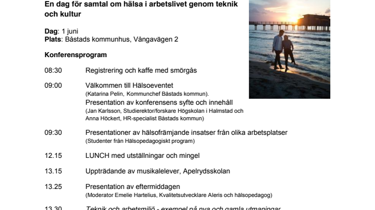 Dagsprogram för hälsoeventet den 1 juni i Båstad