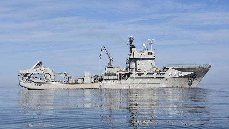 Ubåtsräddningsfartyget HMS Belos. Foto: Rebecka Signäs/Försvarsmakten