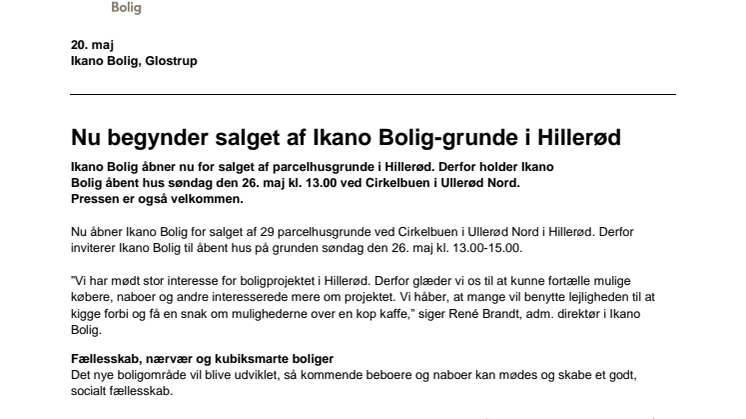 Nu begynder salget af Ikano Bolig-grunde i Hillerød