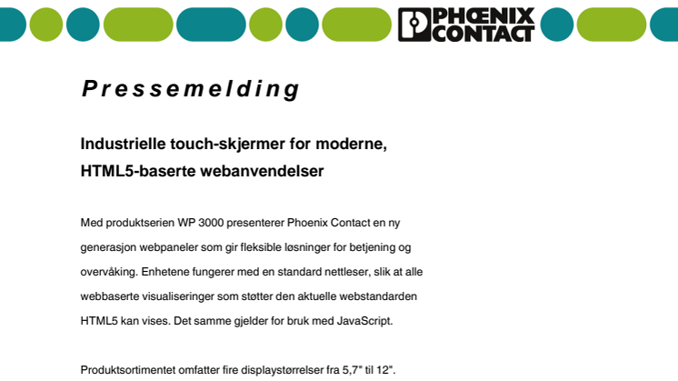 Industrielle touch-skjermer for moderne, HTML5-baserte webanvendelser 