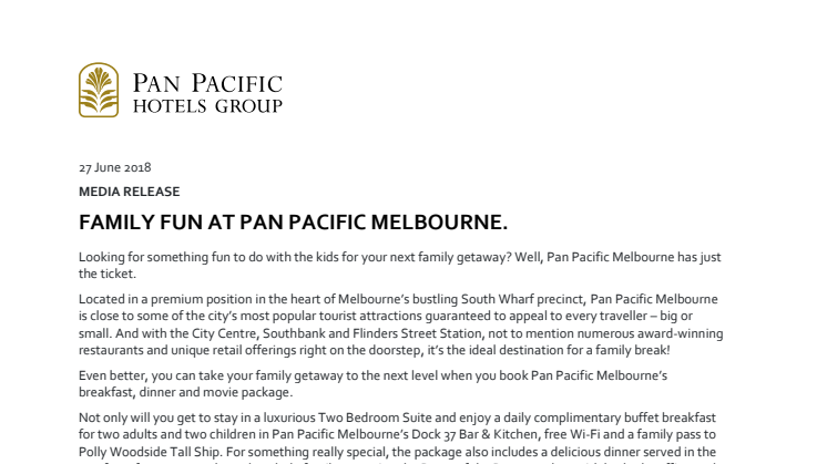 Family Fun at Pan Pacific Melbourne 