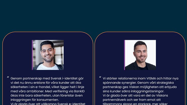 Serkan Selcuk, Product Owner på Viskan och Jonas Orebrand Hruby, Partneransvarig på Svensk e-identitet.