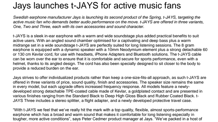 Jays launches t-JAYS for active music fans