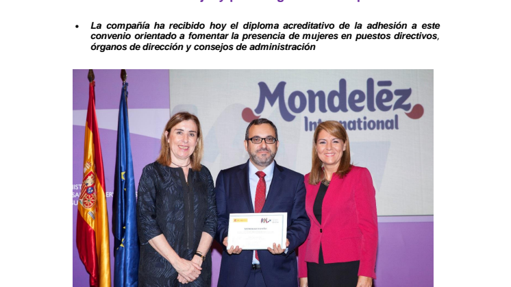 Mondelez se suma a la iniciativa “Más Mujeres, Mejores Empresas”  del Instituto de la Mujer y para la Igualdad de Oportunidades