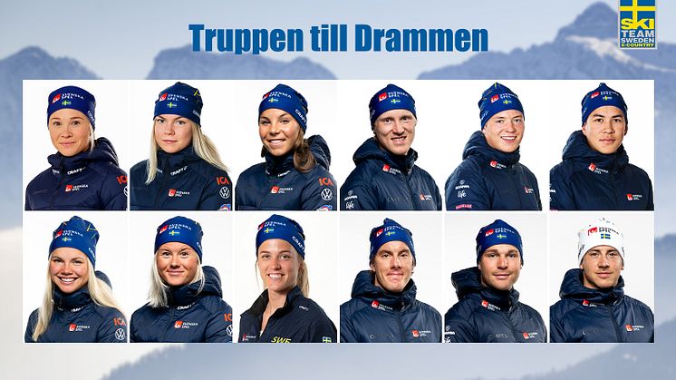 Sex damer och sex herrar tävlar för Sverige på torsdag i Drammen.