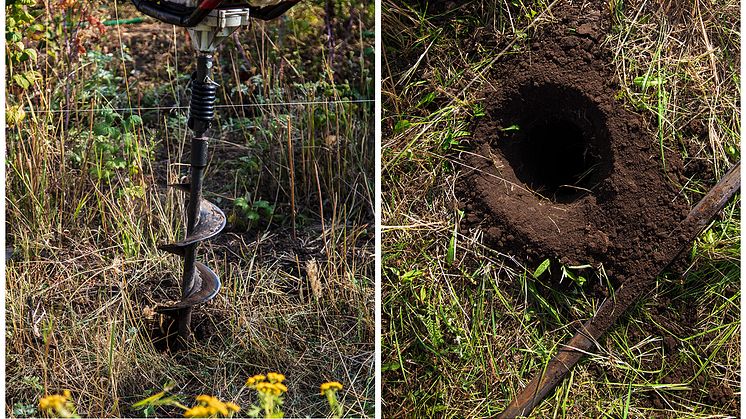 För att mäta radonhalten placeras Radonovas nya detektor 85 cm ner i marken.