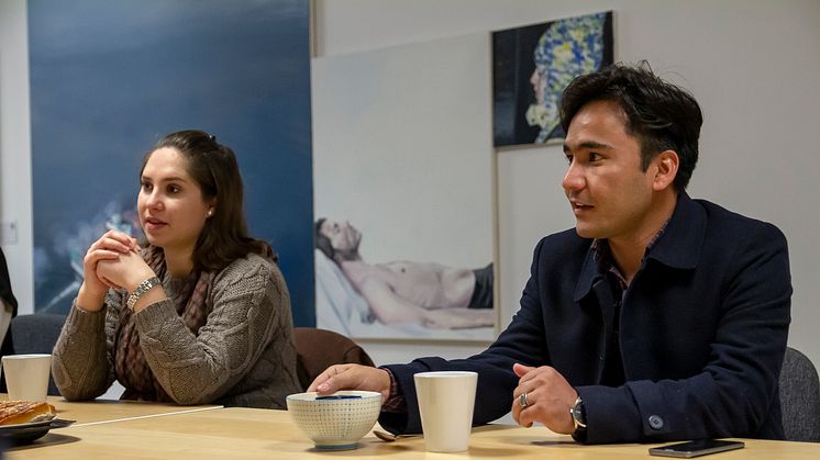 Malmö stads nya fristadsförfattare Mukhtar Wafayee med hans fru Nilofar Langar. 