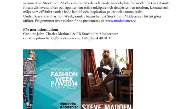 STEVE MADDEN NY HUVUDSPONSOR TILL STOCKHOLM MODECENTER