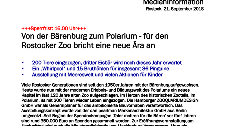 Von der Bärenburg zum Polarium - für den Rostocker Zoo bricht eine neue Ära a
