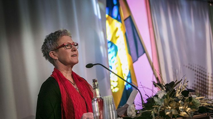 Birgitta Stenström i samband med utdelningen av det Pedagogiska priset. Foto: Andreas Olsson