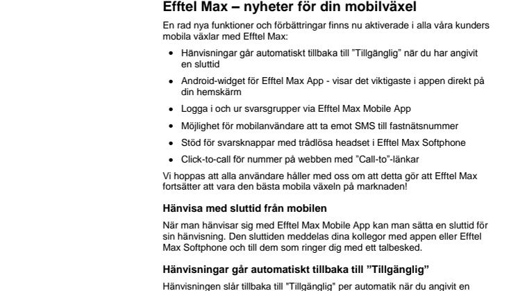 Efftel Max nu en ännu bättre mobilväxel
