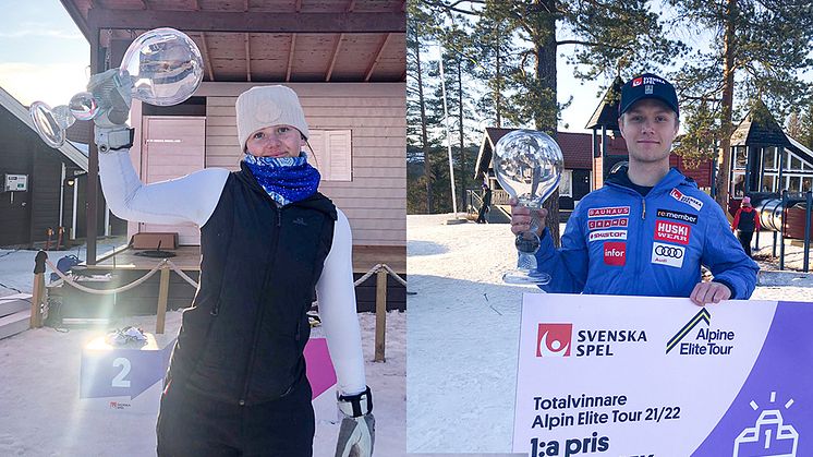 Cornelia Öhlund, Åre SLK, och Tobias Hedström, Duveds IF, slutade som vinnare av Svenska Spel Alpine Elite Tour 2022.