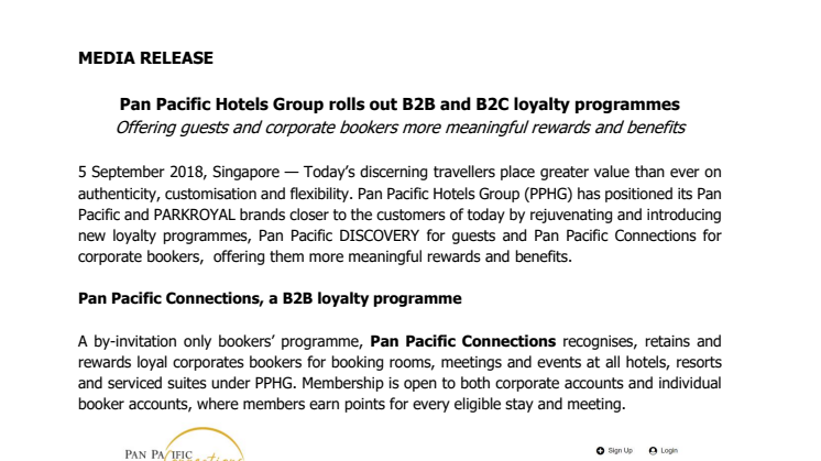 Pan Pacific Hotels Group rolls out B2B and B2C loyalty programmes