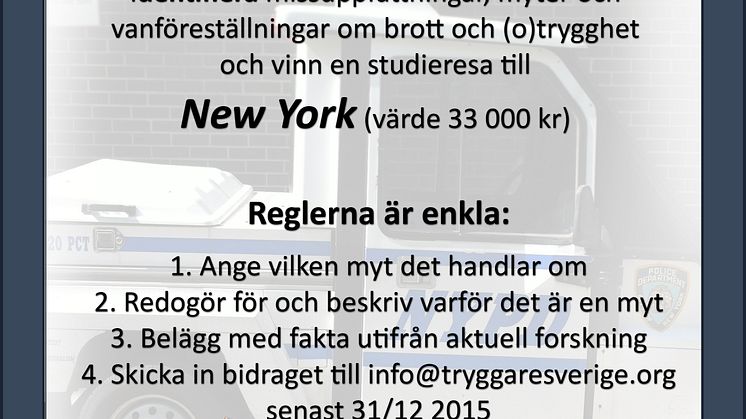 Identifiera myter om brott & (o)trygghet - vinn en resa till New York