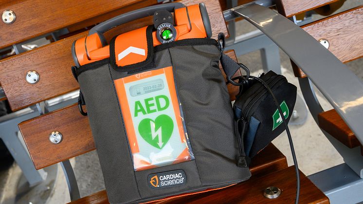 Defibrillators at every station - close up 2