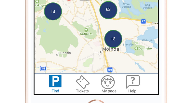 Test genomförs med att i appen Parkering Göteborg visa de aktuella luftföroreningarna som ett moln över staden