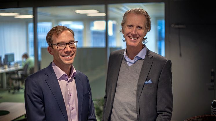 Stefan Krook, VD Kivra & Per Einarsson, VD Findity (foto: Jojje Pettersson). Finditys plattform för digitala kvitton blir grunden för kvittosatsning från Kivra. 