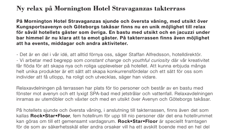 Ny relax på Mornington Hotel Stravaganzas takterrass