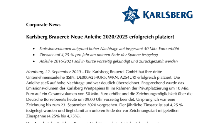 Presseinfo Karlsberg Brauerei Platzierung