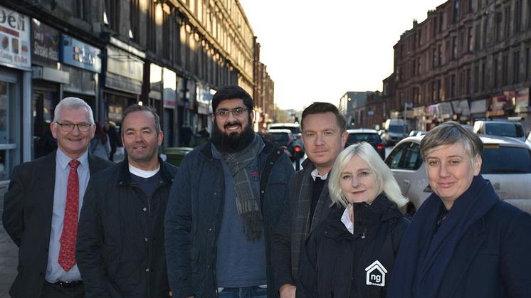 Brian Kelly (Eyepad Opticians), Gary Walker (Gary Walker Butchers), Omar Afzal (Post Office), David Facenna (Allied Vehicles), Margaret Fraser (ng homes), and Jackie Shearer (BID consultant)