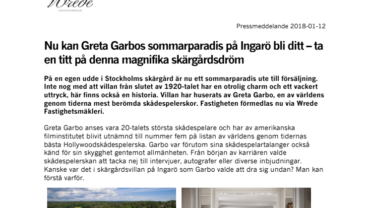 Nu kan Greta Garbos sommarparadis på Ingarö bli ditt – ta en titt på denna magnifika skärgårdsdröm
