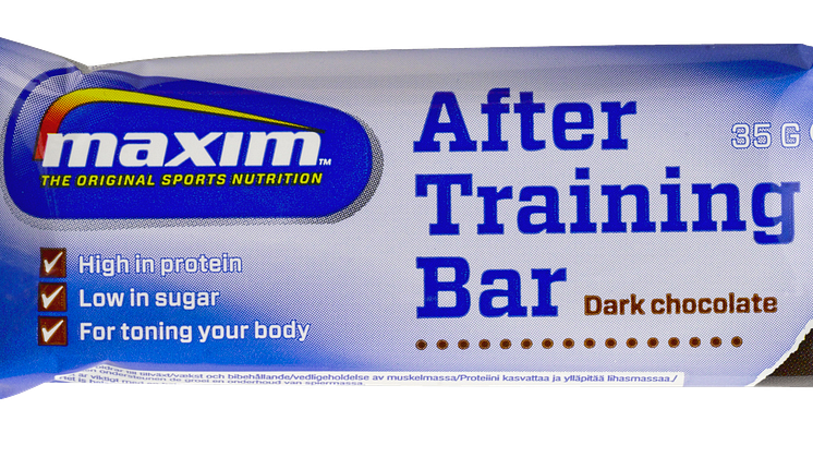 Maxim After Training -proteiinipatukka, 35 g, Dark chocolate 