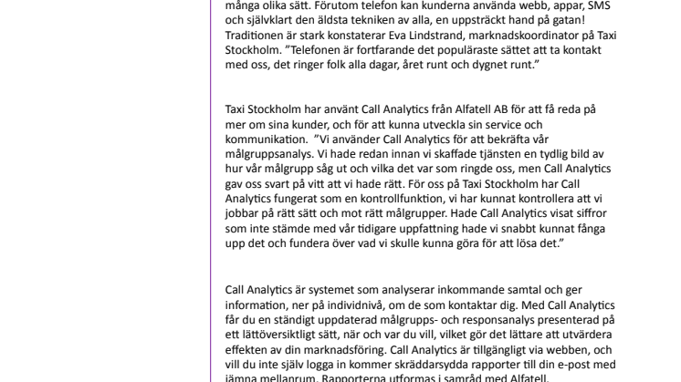 Taxi Stockholm fick facit – med Call Analytics
