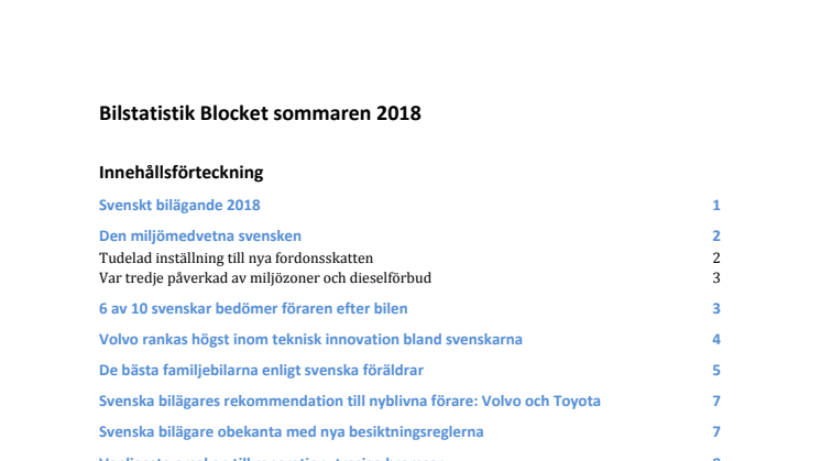 Blockets bilrapport sommaren 2018
