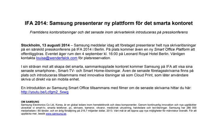 IFA 2014: Samsung presenterar ny plattform för det smarta kontoret