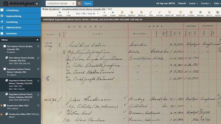 Svensk-amerikanska kyrkböcker från Colorado nu tillgängliga hos ArkivDigital