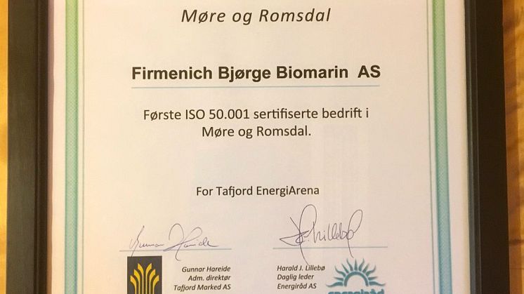 Firmenich ISO-sertifisert Energiledelse