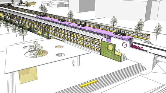 Visionsbild över station Rosengård. Illustration: Sweco