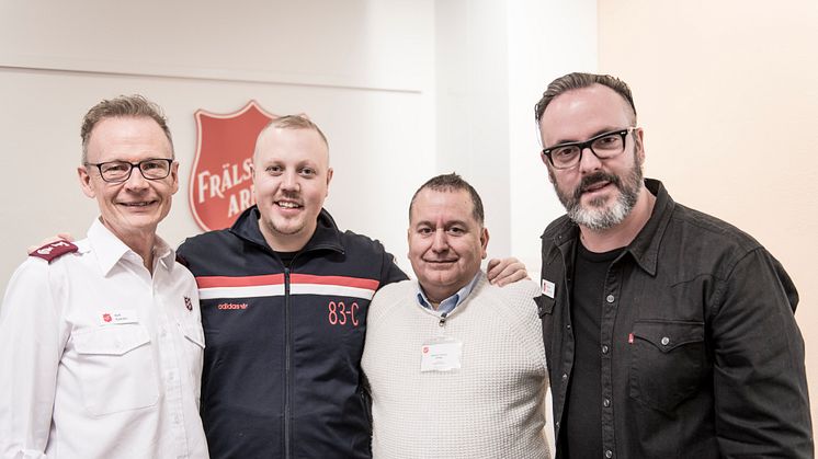 Major Kjell Karlsten, Sebastian Stakset, pastor Hernan Clavijo, major Mattias Nordenberg