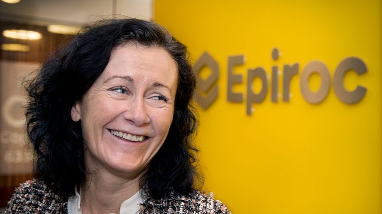 Helena Hedblom vd för Epiroc på huvudkontoret i Sickla