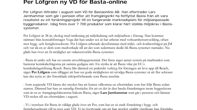 Per Löfgren ny VD för Basta-online 