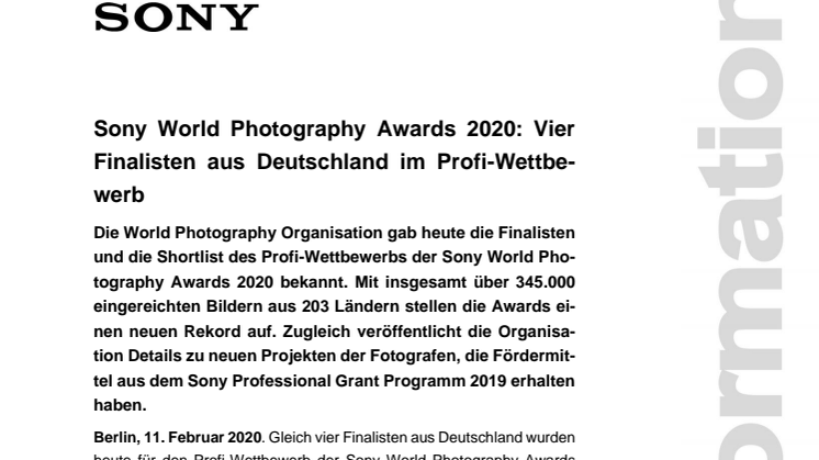 Sony World Photography Awards 2020: Vier Finalisten aus Deutschland im Profi-Wettbewerb