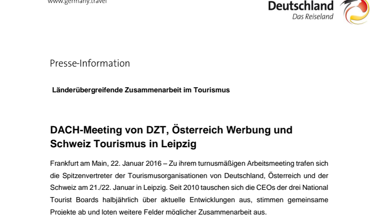 Pressemitteilung: DZT DACH-Meeting