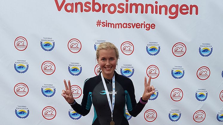 Anna Mellberg efter sitt första genomförda Vansbrosim, troligen inte det sista!
