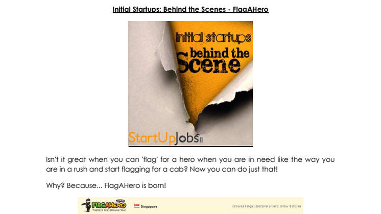 Initial Startups: Behind the Scenes - FlagAHero