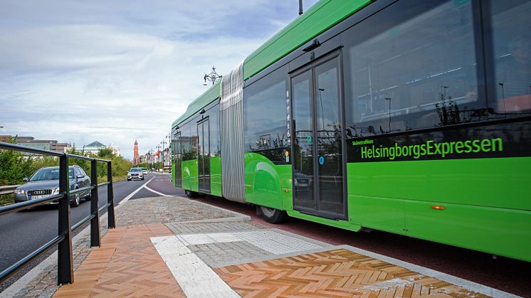 HelsingborgsExpressen trafikerar stadsbusslinje 1 i Helsingborg sedan sommaren 2019. Nu börjar vi förbereda för HelsingborgsExpressen 2. Foto: Lotta Wittinger. 