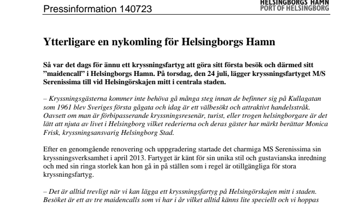 Ännu en nykomling till Helsingborgs Hamn