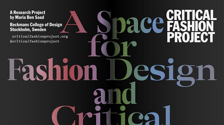 PRESS RELEASE: Fashion design as a space for critical reflection