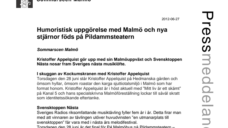 Humoristisk uppgörelse med Malmö och nya stjärnor föds på Pildammsteatern