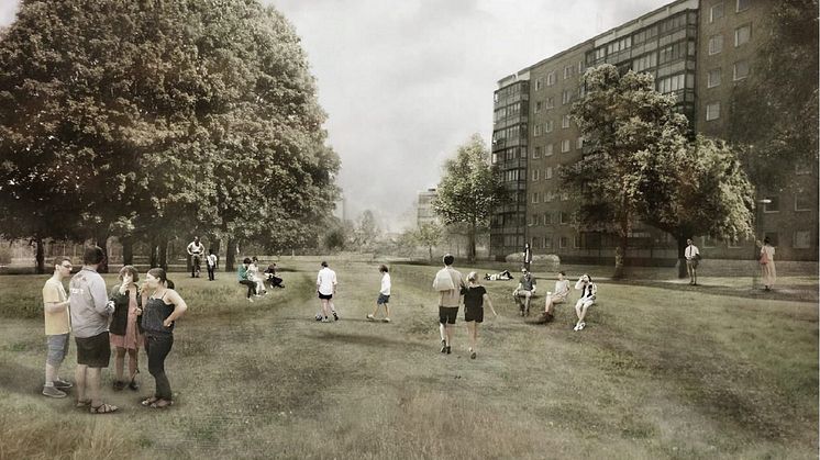 Söderkullaparken. Illustration: Sweco
